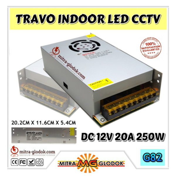 Power Supply Trafo LED CCTV DC 12V 20A | 250W (Standard Quality)
